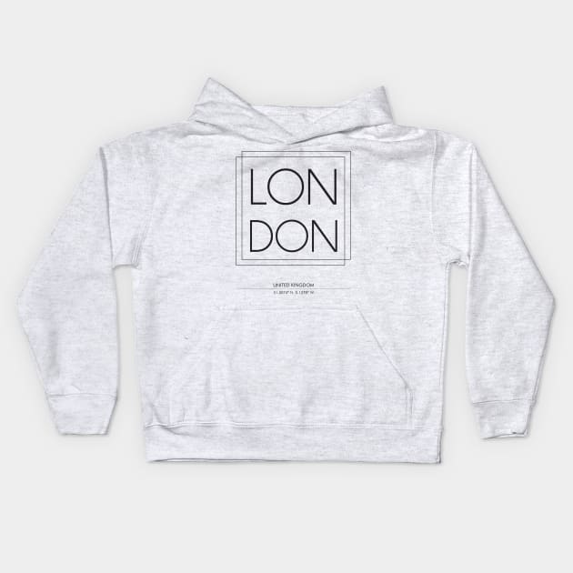 London City Minimal Typography 2 Kids Hoodie by StudioGrafiikka